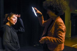 find your voice technical skills women young women testing lights for filming